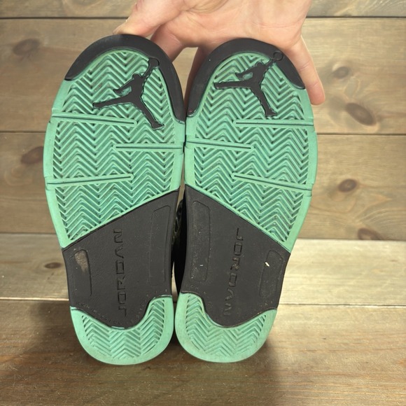 nike air jordan 5 kids youth size 1Y shoes black aqua basketball sneakers - Picture 5 of 10